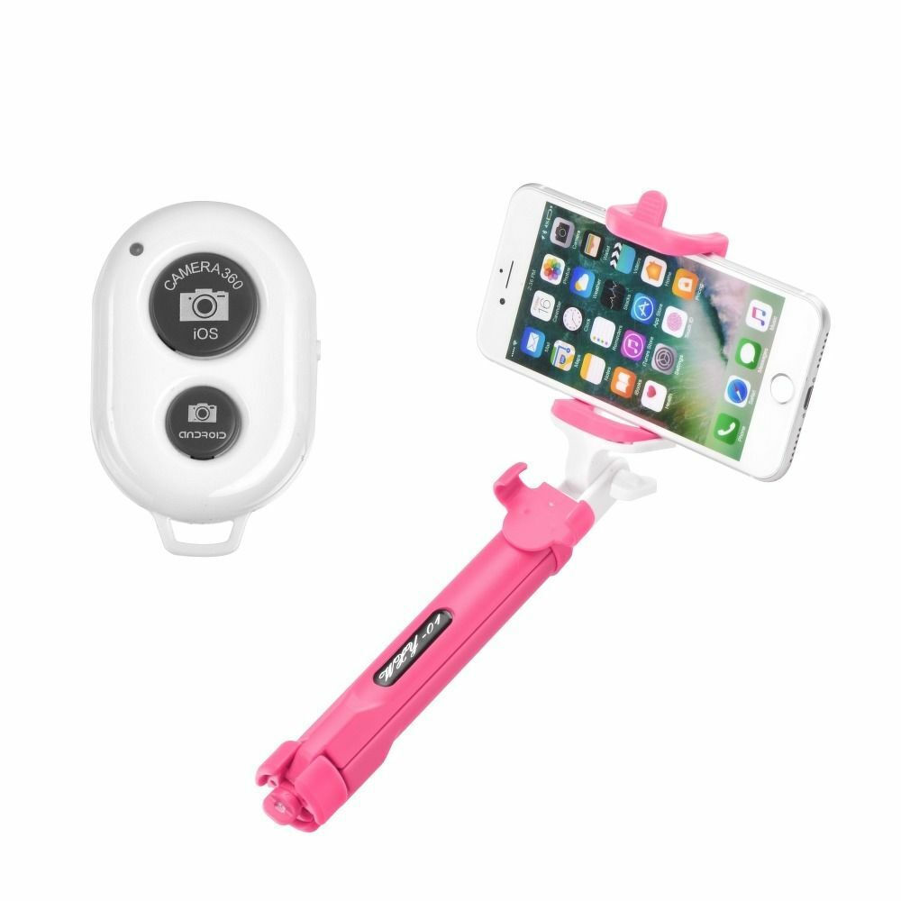 Blun Selfie Stick Tripod με Bluetooth Ροζ